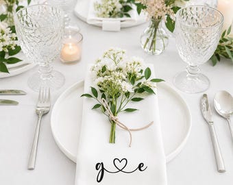 Custom Logo Text Napkin, Polyester Fabric, Wedding Cocktail Party Decor
