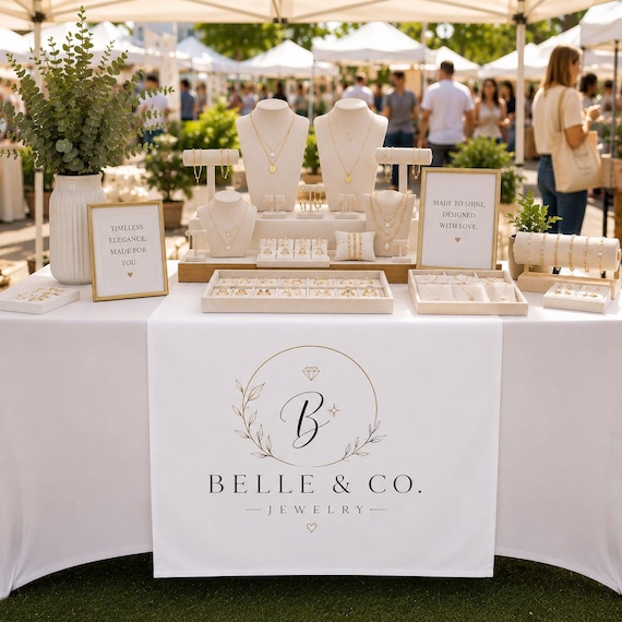 Custom Table Runner,fabric tablecloth,personalized full color logo,event vendor branding,business sign for craft show,promotional marketing