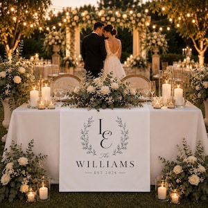 Op maat gemaakte trouwtafelloper, gepersonaliseerd naambordje, tafeldecoratie voor een vrijgezellenfeest, cocktailparty ter gelegenheid van een verloving