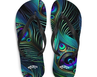Peacock Feather Flip Flops Colorful Exotic Comfortable Footwear Thong Sandals Summer Woman Men Beach Print Rubber Slip On Shoes