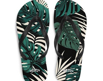 Vintage Tropical Palm Leaf Flip Flops Colorful Exotic Comfortable Footwear Thong Sandals Summer Woman Men Beach Print Rubber Slip On Shoes