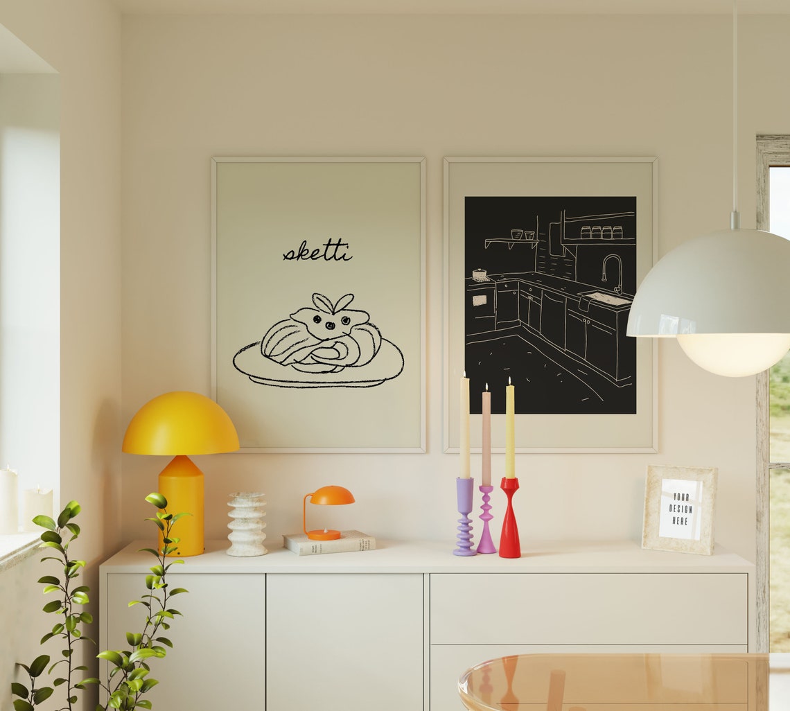 Printable Kitchen Wall Art Set of 6 Black / White Simple - Etsy
