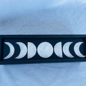 Wooden Slide Top Box Trinket Box Jewelry Box Moon Phase