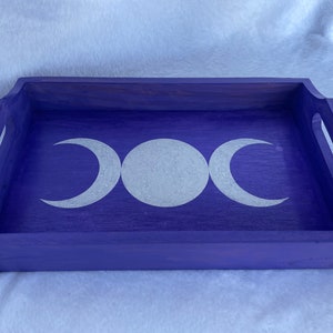 Wooden Tray Trinket Box Goddess Triple Moon