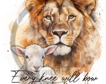 Lion and the lamb PNG digital download