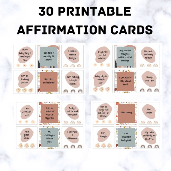 Positive Affirmation Cards Deck Kids for Self Love, Confidence, Printable Kids Affirmation Cards, self esteem, Digital, Encouragement Cards