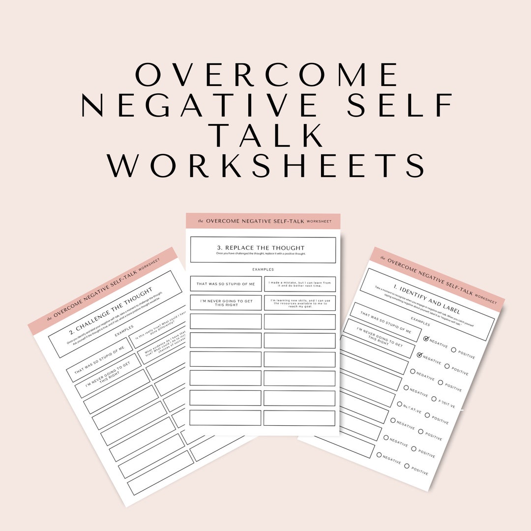 Negative Self Talk Worksheet Printable Therapy Worksheets Etsy