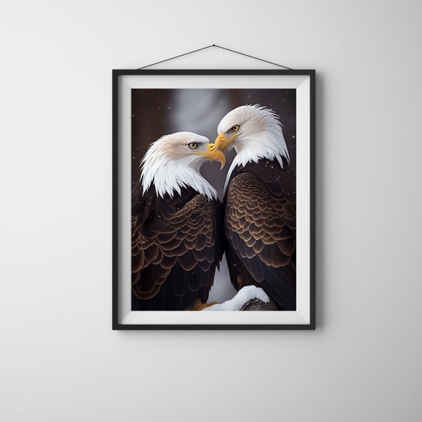 Bald Eagle Love | Animal Prints | Wall Art | 5 Popular sizes ready to print | Fits vertical frame or poster | Instant download