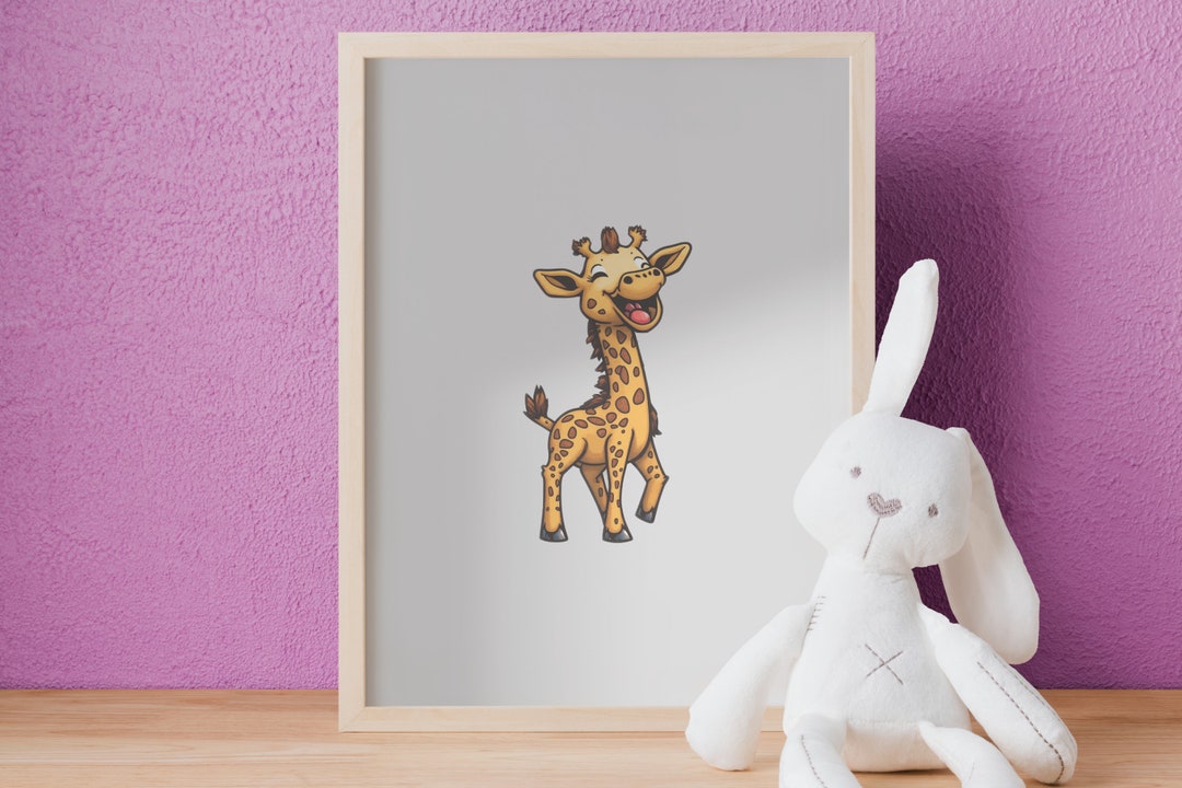 Printable Cute Giraffe Nursery Wall Art Decor Safari Woodland Animal
