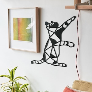 Geometric Cat Metal Wall Art: Modern Home Decor