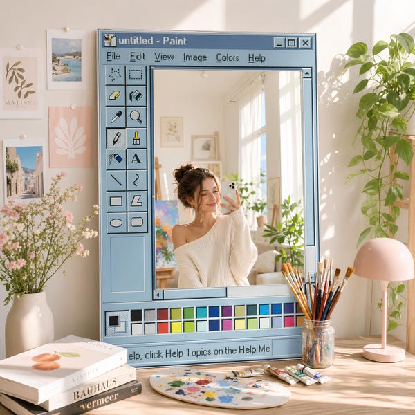 MS Paint Inspired Mirror, Retro Computer , Y2K Mirror, Pixel Frame , Creative Studio Decor