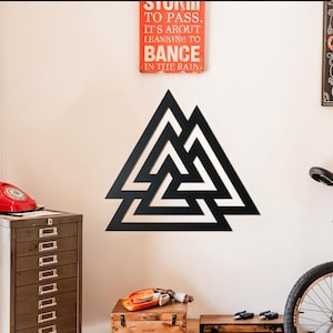 Valknut Metal Wall Art: Nordic Norse Odin Symbol Decor