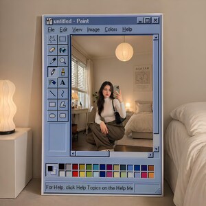 MS Paint Mirror, Retro Computer Wall Vintage Desktop 90s Nostalgia UI Style , Funky Statement afbeelding 3