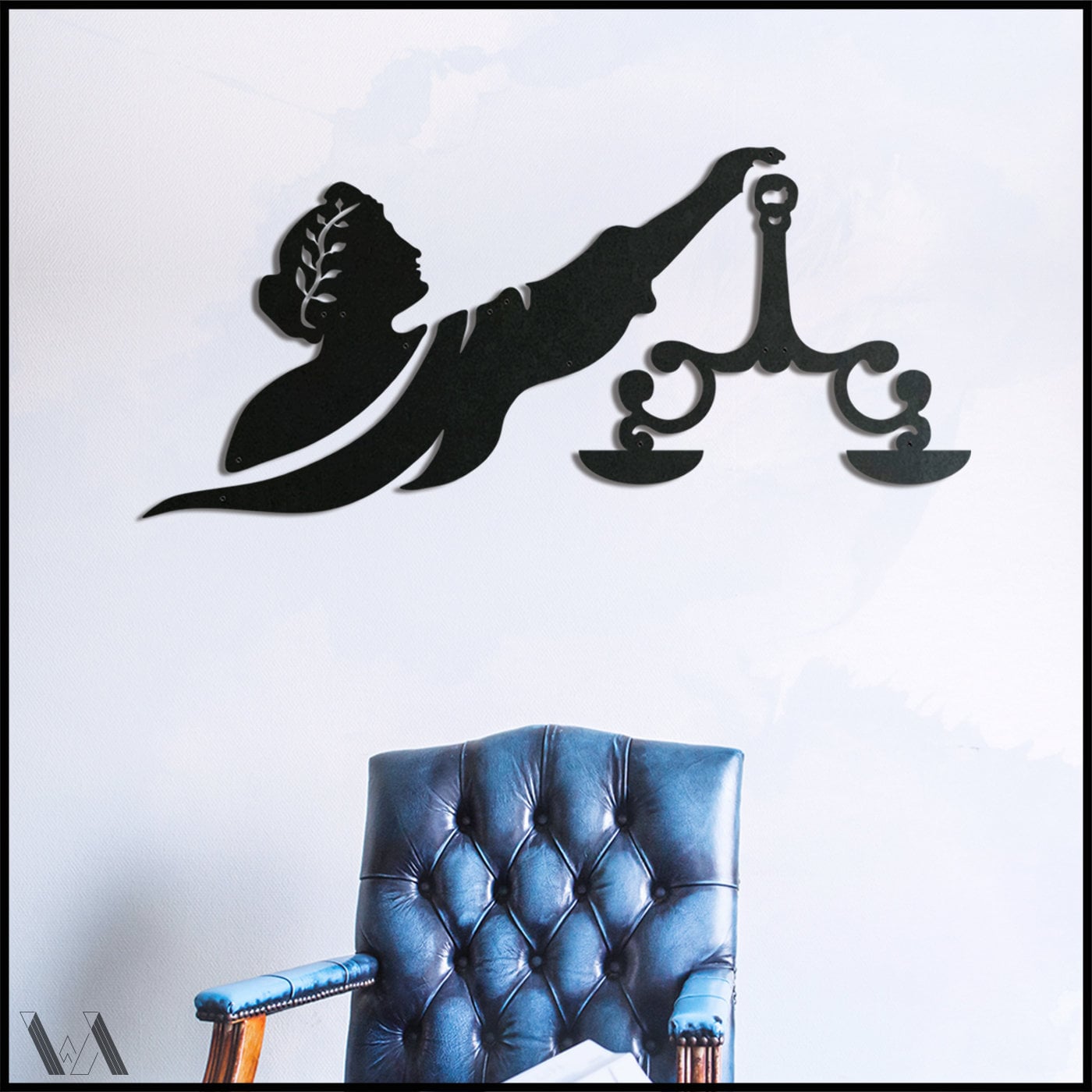 Themis Statue Metallwandkunst: Law Office Decor