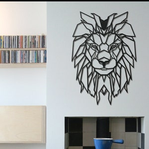 Lion Metal Wall Art: Geometric King of the Jungle Decor