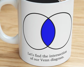 Vamos encontrar a intersecção do nosso diagrama de Venn caneca azul - presente engraçado de estatística para alunos de pós-graduação e doutorado, professores, presentes de escritório