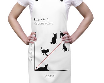Avental Catterplot em branco - acessórios engraçados de estatísticas de gatos, presente perfeito para cientistas de dados, estudantes de pós-graduação e doutorado, mães e pais de gatos