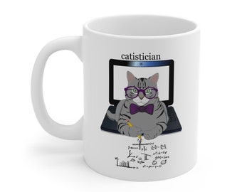 Caneca Catistician - caneca com estatísticas de gatos, perfeita para cientistas de dados, estudantes de pós-graduação, mães e pais de gatos