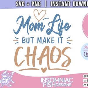 Mama-Leben im Chaos (SVG/PNG) | Lustiges Mama-Shirt-Design | Chaos-Mama (SVG) | Cricut-Schnittdatei | Silhouette-Datei | Sofort-Download