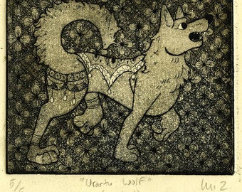 Urartu Wolf Intaglio Aquatint Print