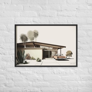 Mid Century Modern Architecture Minimalist Wall Art - Framed photo paper poster