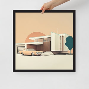 Mid Century Modern Minimalist Architecture Wall Art - Framed photo paper poster