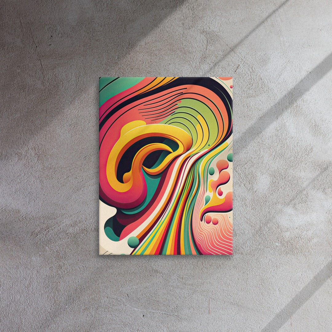 Retro Modern Colorful Wall Art Thin Canvas Great Housewarming Gift Etsy