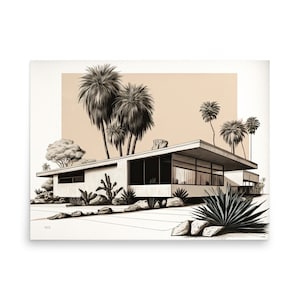 Mid Century Modern Minimalist Architecture Wall Art - Photo paper poster