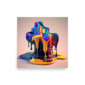 Trippy Melting Wall Art - Melting Colors - Photo Paper Poster