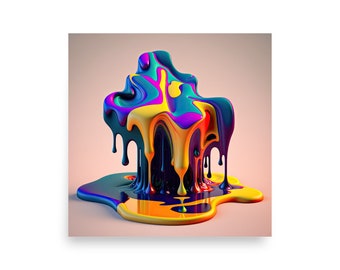 Trippy Melting Wall Art - Melting Colors - Photo Paper Poster