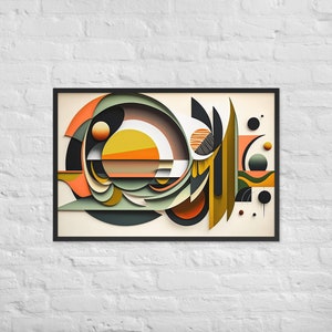 Mid Century Modern Geometric Minimalist Wall Art - Framed photo paper poster