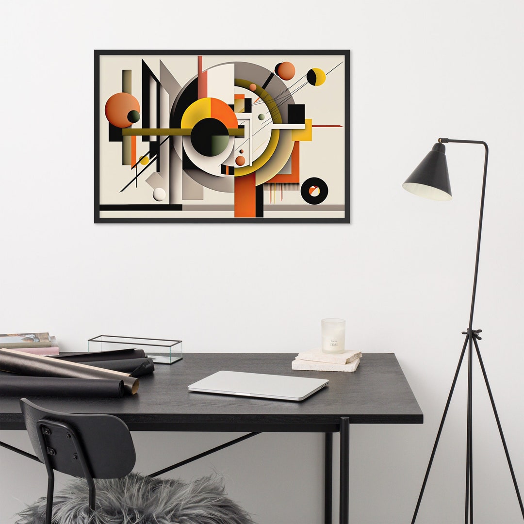 Bauhaus Style Abstract Wall Art - Mid Century Modern Framed Photo Paper ...