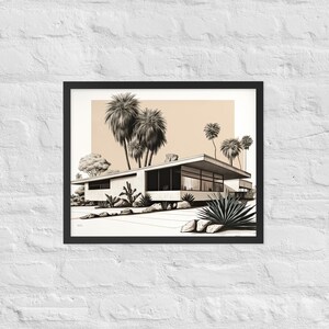 Mid Century Modern Architektur Minimalistische Wandkunst - Gerahmtes Fotopapier Poster