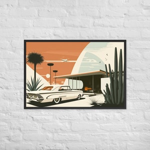 Mid Century Modern Minimalistische Architektur Wandkunst - Gerahmtes Fotopapier Poster