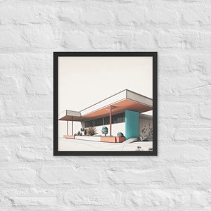 Mid Century Modern Minimalistische Architektur Wandkunst - Gerahmtes Fotopapier Poster