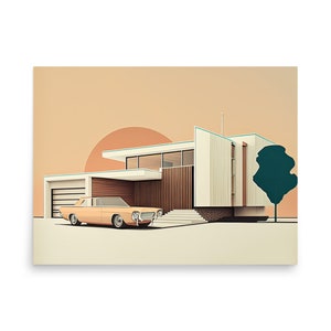 Mid Century Modern Minimalist Architecture Wall Art - Photo paper poster