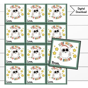 Merry and Bright Christmas Tag, Groovy Christmas, Klassengeschenk, Kindergarten, Weihnachtsgläser Tag, Vorschule, Lehrer Geschenk, Studenten, Winter