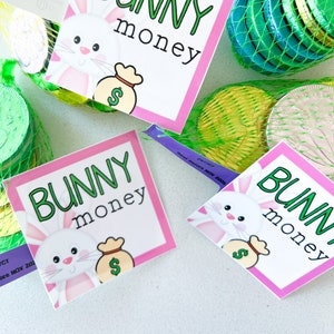 Easter Bunny Money, Treat Gift Tag, Digital Download Printable, Class Gift, Party Favor, Egg Hunt, Non Candy, Easter Party, Egg Stuffers