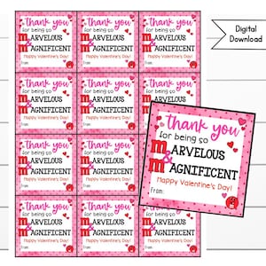 Valentine M&M Candy Gift Tag, Appreciation Printable, Valentine Exchange Gift, Student Gift, Classroom Party, Teacher, PTO, PTA, Sports