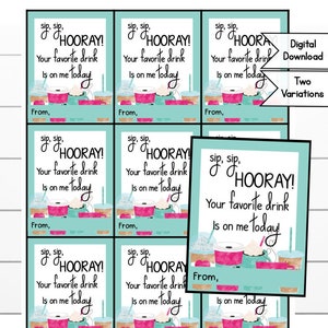 Kaffee Tag Sip Sip Hooray Ihr Lieblingsgetränk ist auf mir / uns heute, digitale Downloads, PTA, Zapfwelle, Sip Sip Hooray Tag, Sip Sip Hooray Soda Tag
