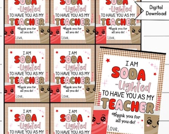 Teacher Appreciation Soda Tag, Staff Thank You, Diet Coke, Dr Pepper Gift, Back to School, Digital Download, Snack Tags, PTA, PTO