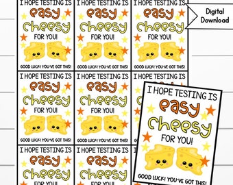 Testing Tag Cheese It's, I Hope Testing Is Easy Cheesy Testing Day Printable Tags, Digital Downloads, Testing Tags, Class Gift, Snack Tags