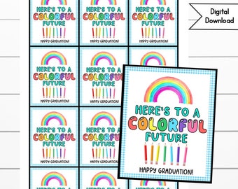 Colorful Future Graduation Favor Tags: Pre-K, Kindergarten (Digital Download)