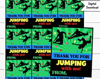 Jump Party Favor Tag, Boys/ Girls Birthday party, Trampoline Park, Digital Tags, Personalized Tags, Gymnastics, Cheer party, Dance, Jump Tag