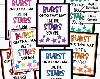 Cheerleading Starburst Tags, Gymnastics Gift Bag, 8 Colors (Digital Download)