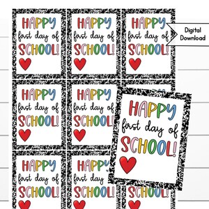 Back to School Gift Tag, First Day of School Student Gift Favor Tag, Teacher Classroom School Kindergarten Download, PTA, Teacher, Sweets