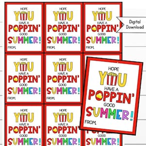 Cadeau d'été de pop-corn étudiant de fin d'année, cadeau de fête imprimable, cadeau préscolaire, cadeau de maternelle, échange de classe, fête de classe