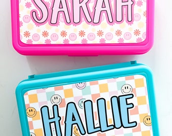 Personalized Flower Smiley Pencil Box for girls, Back to School Preppy Aesthetic Crayon Case Supplies Kindergarten, Elementary, Art Present