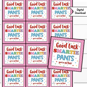 Testing Day Smarites Printable Tags, Candy Good Luck Tag, Encouragement ...