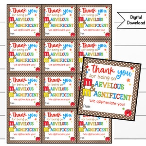 Employee Staff Teacher Appreciation M&M Tags, Chocolate Gift, Business Gift, Candy Sweet Tag, Gift, Staff, Teacher Thanks, Appreciation